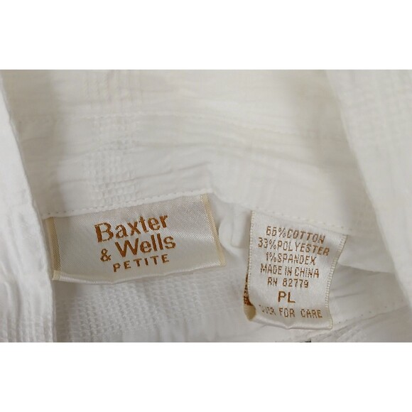 Baxter & Wells Women's P/L White Gauzy Button Up Collard Roll tab Sleeves Shirt - Picture 12 of 13